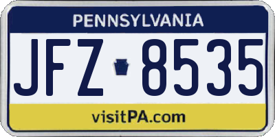 PA license plate JFZ8535