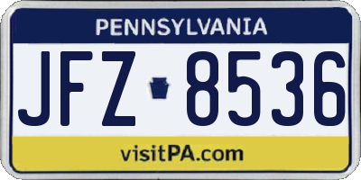 PA license plate JFZ8536