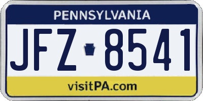 PA license plate JFZ8541