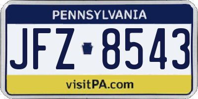 PA license plate JFZ8543