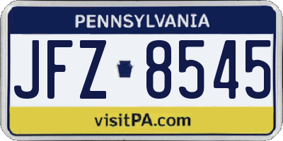PA license plate JFZ8545