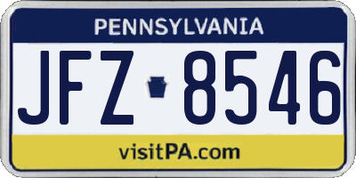 PA license plate JFZ8546