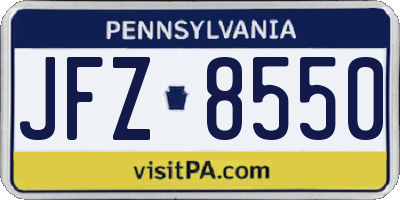 PA license plate JFZ8550