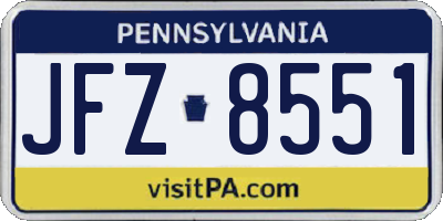 PA license plate JFZ8551