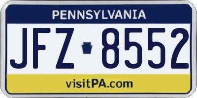 PA license plate JFZ8552