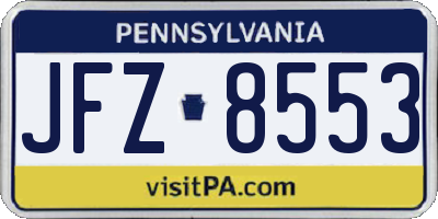PA license plate JFZ8553