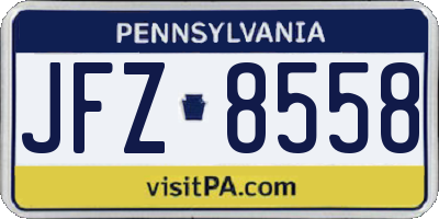 PA license plate JFZ8558