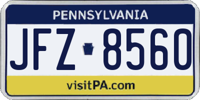 PA license plate JFZ8560