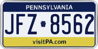 PA license plate JFZ8562