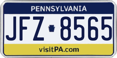 PA license plate JFZ8565