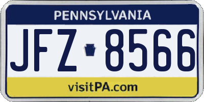 PA license plate JFZ8566