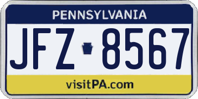 PA license plate JFZ8567