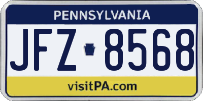 PA license plate JFZ8568