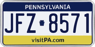 PA license plate JFZ8571