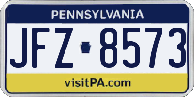 PA license plate JFZ8573