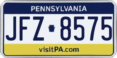 PA license plate JFZ8575