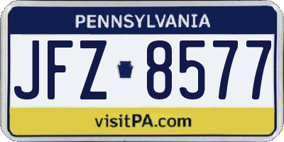 PA license plate JFZ8577