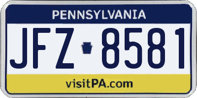 PA license plate JFZ8581