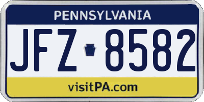 PA license plate JFZ8582