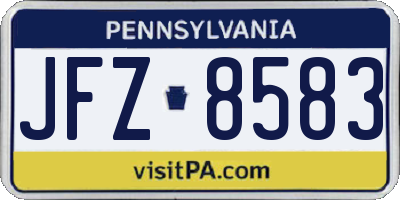 PA license plate JFZ8583