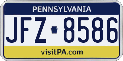 PA license plate JFZ8586