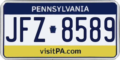 PA license plate JFZ8589