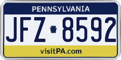 PA license plate JFZ8592