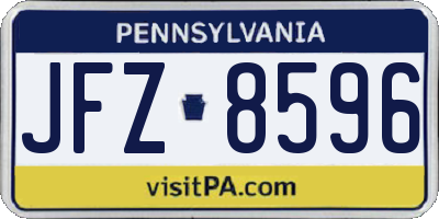 PA license plate JFZ8596