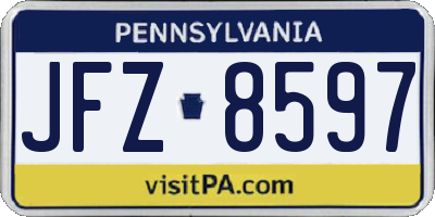 PA license plate JFZ8597