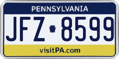 PA license plate JFZ8599