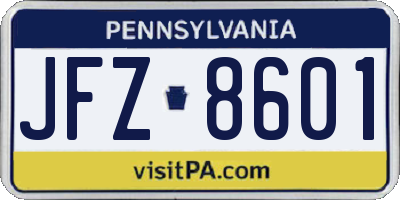 PA license plate JFZ8601
