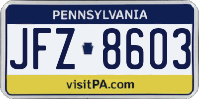 PA license plate JFZ8603