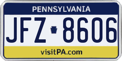 PA license plate JFZ8606