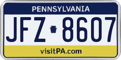 PA license plate JFZ8607