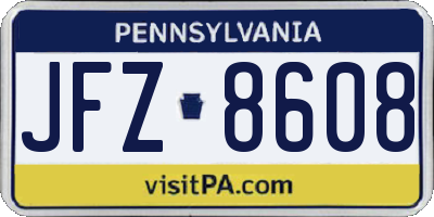 PA license plate JFZ8608