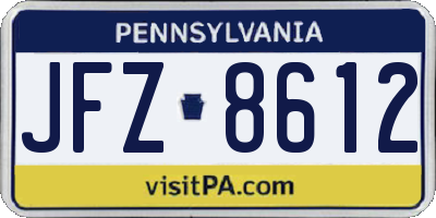 PA license plate JFZ8612
