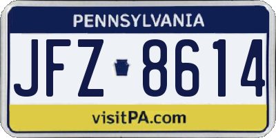 PA license plate JFZ8614