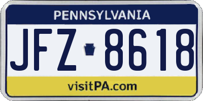 PA license plate JFZ8618