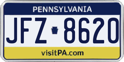 PA license plate JFZ8620