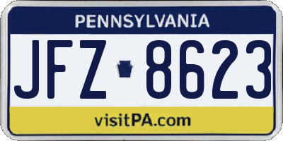 PA license plate JFZ8623