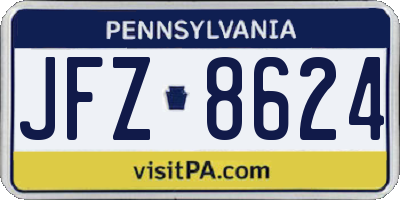 PA license plate JFZ8624