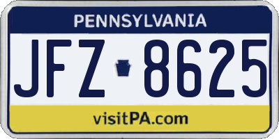 PA license plate JFZ8625