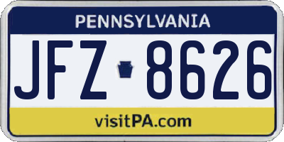 PA license plate JFZ8626