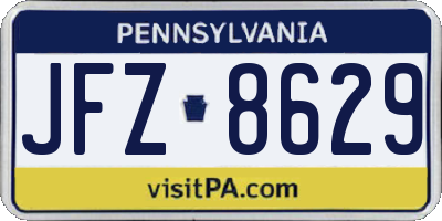 PA license plate JFZ8629