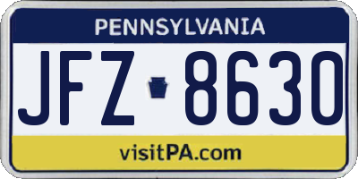 PA license plate JFZ8630