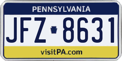 PA license plate JFZ8631