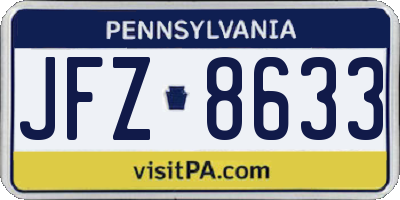 PA license plate JFZ8633