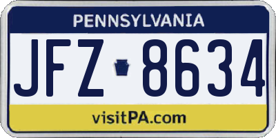 PA license plate JFZ8634