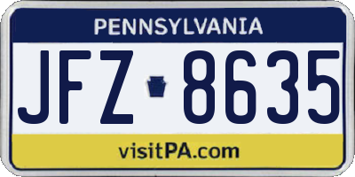 PA license plate JFZ8635