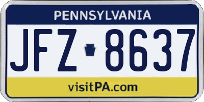 PA license plate JFZ8637